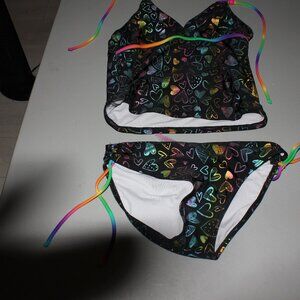 Multi Color 2 Pcs Justice Tankini Swimsuit Size 10 1/2